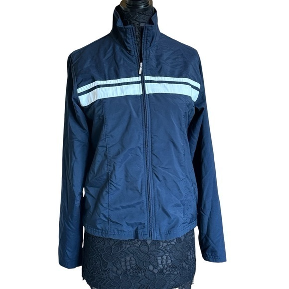 Nike Navy Blue and White Utility Front Zip Windbreaker Track Jacket Size… - Picture 1 of 14